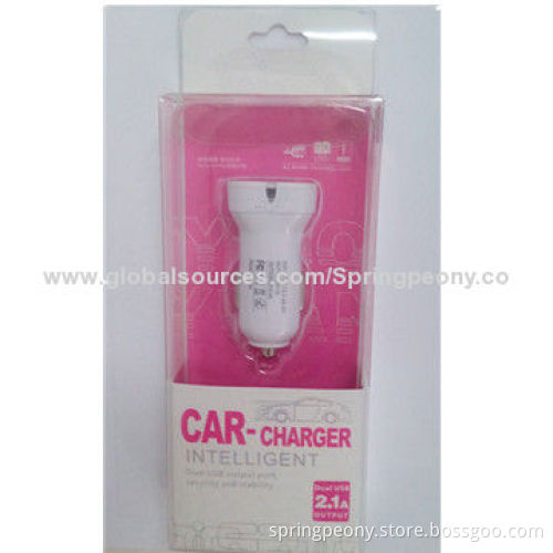 New Arrival 5V 2.1A Dual-USB Car Charger, 12-24V Input